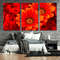 Abstract Flowers Canvas Wall Art, Red Flowers Close Up 3 Piece Multiple Canvas, Beautiful Floral Canvas Print