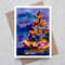 Winter 11 Original watercolor postcard new year  Christmas tree lights blue violet_2.jpg