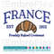 France logo and Croissant Embroidery Design File main image- This embroidery designs files featuring France logo and Croissant from Cities and Countries. Digita