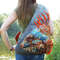 Coral iguana felt dragon grey backpack