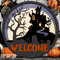 Haunted House SVG - Halloween Door Hanger SVG - Laser Cut Files - Halloween SVG - Spooky Svg - Welcome Sign Svg - Front Door Sign - Round Wood Sign - Halloween 