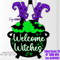 Witch Door Hanger SVG - Laser Cut Files - Halloween SVG - Witch SVG - Cauldron Svg - Welcome Sign Svg - Welcome Witches Svg - Front Door Sign - Glowforge Files
