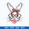 Cute Bunny Rabbit With Bandana Glasses Bubblegum Svg, Rabbit Svg, Png Dxf Eps File.jpeg