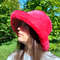 Red ruby faux fur bucket hat. Stylish fluffy hat for festivals and every day. Cute fuzzy magenta hat. Bright furry hat.