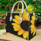 Sunflower Floral Black Leather Women Handbags.jpg