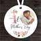 Pink Photo Floral First Mother's Day Gift Round Personalised Hanging Ornament.jpg