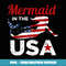 Mermaid In The USA 4th of July Flag - Elegant Sublimation PNG Download