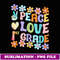 Peace Love first grade back to school 1st grade groovy - Trendy Sublimation Digital Download