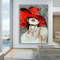 Woman in red hat portrait canvas, woman painting, red woman wall art, woman home decor, woman in hat canvas print.jpg