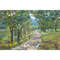 Shady Trees Park Painting size 8 by 12 inches hand painted by artist with oil on hardboard. The art is sale unframed.