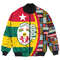 Togo Flag and Kente Pattern Special Bomber Jacket, African Bomber Jacket For Men Women