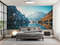 Mountain View Wall Paper, Landscape Wallpaper, View Wall Poster, 3D Paper, Contact Paper, Boats on the Braies Lake in Dolomites Mountains,.jpg