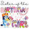 Sister of the Birthday Girl Pink Dog Clipart Elements, Letters Set, Blue Dog Sublimation Party, PNG, Family Matching Shirt1.jpg