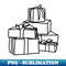 Pile of Wrapped Christmas Gift Boxes Line Drawing - Instant Sublimation Digital Download