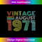 50th Birthday Vintage August 1971 50 Years Old - Instant Sublimation Digital Download