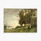 Vintage Landscape River Art Print, Riverside Oil Painting, Farmhouse Decor.jpg
