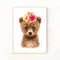 Teddy Bear Nursery Wall Art, Bear Nursery Art, Beautiful Teddy Bear With Flowers, Cute Bear With Flowers. Baby Bear With a Wreath of Flowers. Teddy Bear Portrai