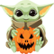 Cartoon Baby Yoda With Halloween Pumpkin SVG.png