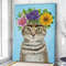 Cat Portrait Canvas - Cat With Flowers - Canvas Print - Cat Wall Art Canvas - Canvas With Cats On It - Cats Canvas Print - Furlidays.jpg