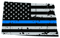 Distressed Thin Blue Line North Dakota State Shaped Subdued US Flag Sticker Self Adhesive Vinyl ND - C3889.png