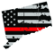 Distressed Thin Red Line Connecticut State Shaped Subdued US Flag Sticker Self Adhesive Vinyl fire - C3787.png