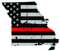 Distressed Thin Red Line Missouri State Shaped Subdued US Flag Sticker Self Adhesive Vinyl fire MO - C3855.png