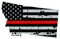 Distressed Thin Red Line Montana State Shaped Subdued US Flag Sticker Self Adhesive Vinyl fire MT - C3859.png