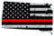 Distressed Thin Red Line South Dakota State Shaped Subdued US Flag Sticker Self Adhesive Vinyl fire - C3919.png