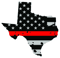 Distressed Thin Red Line Texas State Shaped Subdued US Flag Sticker Self Adhesive Vinyl fire TX - C3927.png