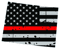 Distressed Thin Red Line Wyoming State Shaped Subdued US Flag Sticker Self Adhesive Vinyl fire WY - C3955.png