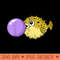 Funny Cute Kawaii Blowfish Pufferfish Gum Bubble - High Resolution PNG image download - Bring Your Designs to Life