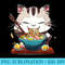 Kawaii Cat Eating Ramen Noodles Japanese Anime Kitten - Shirt Print PNG - Instant Access To Downloadable Files