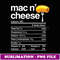 Mac and Cheese Nutrition Funny Thanksgiving Mac N' Cheese - Unique Sublimation PNG Download