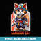 Cute Japanese Samurai Ninja Cat Kawaii - Instant Sublimation Digital Download