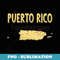Puerto Rico Map with major cities, main roads, rivers, lakes - PNG Sublimation Digital Download