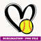 Love Softball Heart - Instant PNG Sublimation Download