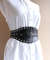 Leather belt wide black eyelets womans_3558.JPG