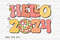 Retro Hello 2024 PNG File, Happy New Year 2024 Sublimation, 2024 PNG, Disco Ball PNG, Instant Digital Download.jpg