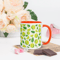 Lime Slices & Green Leaves Seamless Pattern Coffee Mug with Color Inside