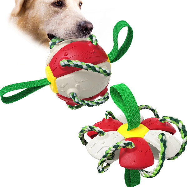 New Dog Toy Pull Rope Toys Funny Dog Training Game Dog Toy Indestructible  Rubber Speaker Ball Toys Pet Chewing Fidget Toothbrush
