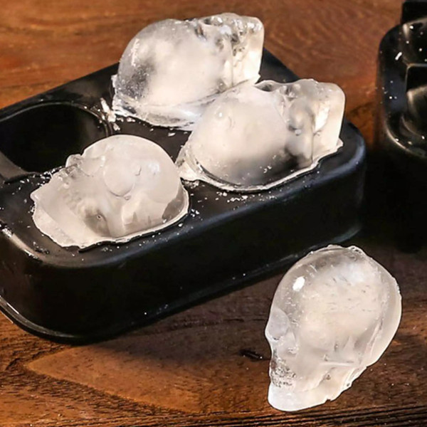 Skull mold DIY 3D Easy Release Silicone Ice Mold 4 Skulls，for