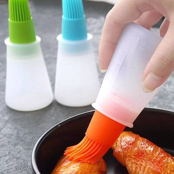 Silicone Cooking Oil Bottle With Basting Brush – My Kitchen Gadgets