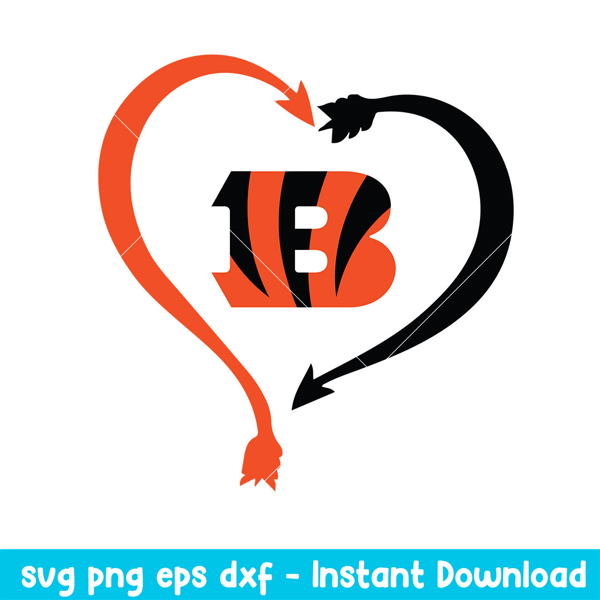 Cincinnati Bengals Heart Logo Svg, Cincinnati Bengals Svg, NFL Svg, Png Dxf Eps Digital File.jpeg