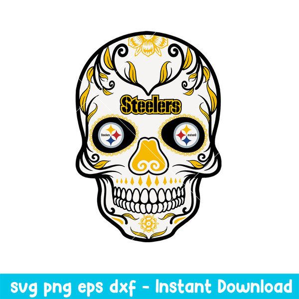 Skull Patterns Pittsburgh Steelers Svg, Pittsburgh Steelers Svg, NFL Svg, Png Dxf Eps Digital File.jpeg