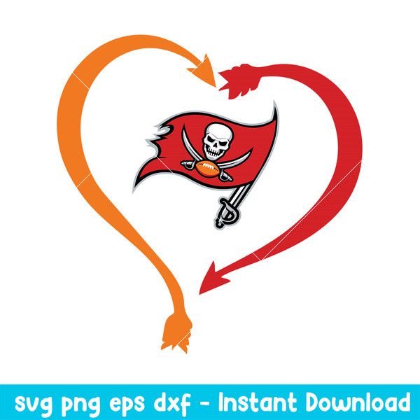 Tampa Bay Buccaneers Football Heart Svg, Tampa Bay Buccaneers Svg, NFL Svg, Png Dxf Eps Digital File.jpeg