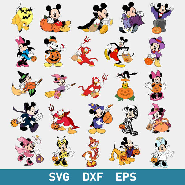 Mickey Halloween Bundle Svg, Disney Halloween Svg, Disney Characters Svg, Halloween Svg, Png Eps File.jpg