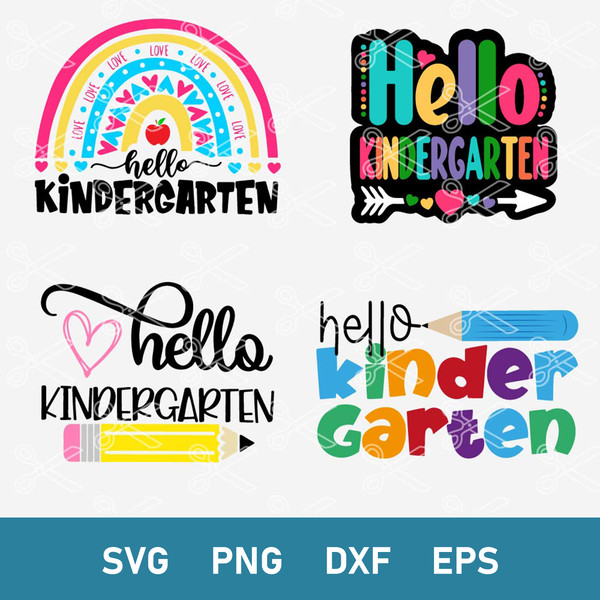 Hello Kindergarten Svg, Kindergarten Tee Svg, First Day Of School Svg, School Svg, Png, Dxf, Eps Digital File.jpeg