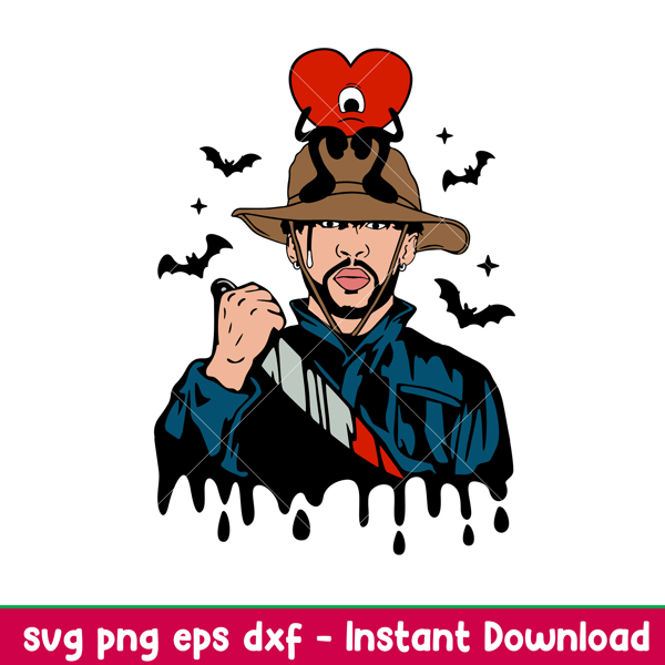 Halloween Bad Bunny, Halloween Bad Bunny Svg, Halloween Svg, Spooky Season Svg, Trick or Treat Svg,png,dxf,eps file.jpeg