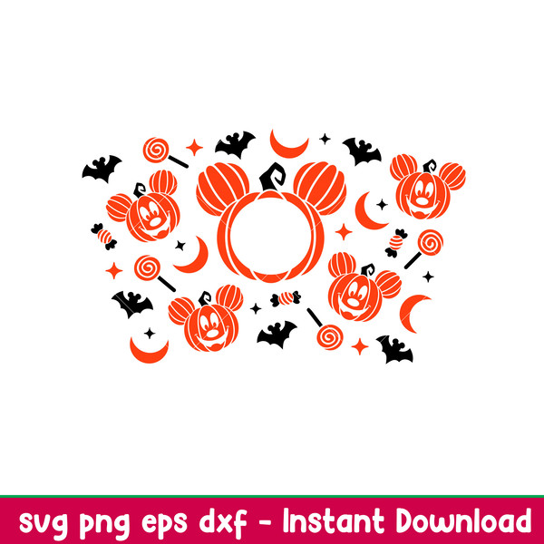 Halloween Pumpkin Ears Full Wrap, Halloween Pumpkin Mickey Mouse Full Wrap Svg, Starbucks Svg, Coffee Ring Svg, Cold Cup Svg,png,dxf,eps file.jpeg