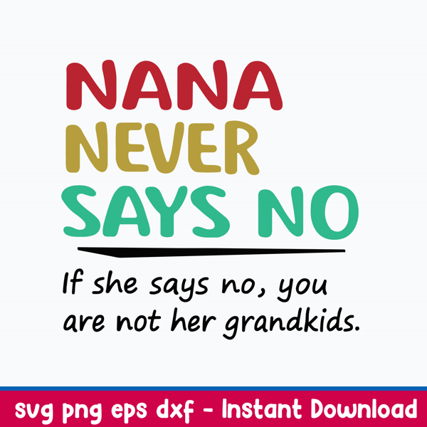 Nana Never Says No If She Says No, You Are Not Her Grandkids Svg, Png Dxf Eps File.jpeg
